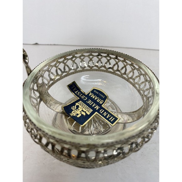 VINTAGE HANDMADE CRYSTAL BRAMA CONDIMENT DISH Made In England - Picture 11 of 12